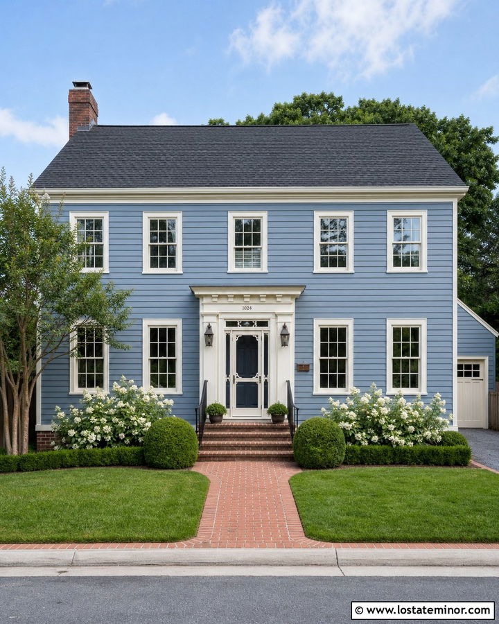 Dusty Blue House With Brick Steps And Screen Door - 30 Dusty Blue House Design With Screen Door Ideas