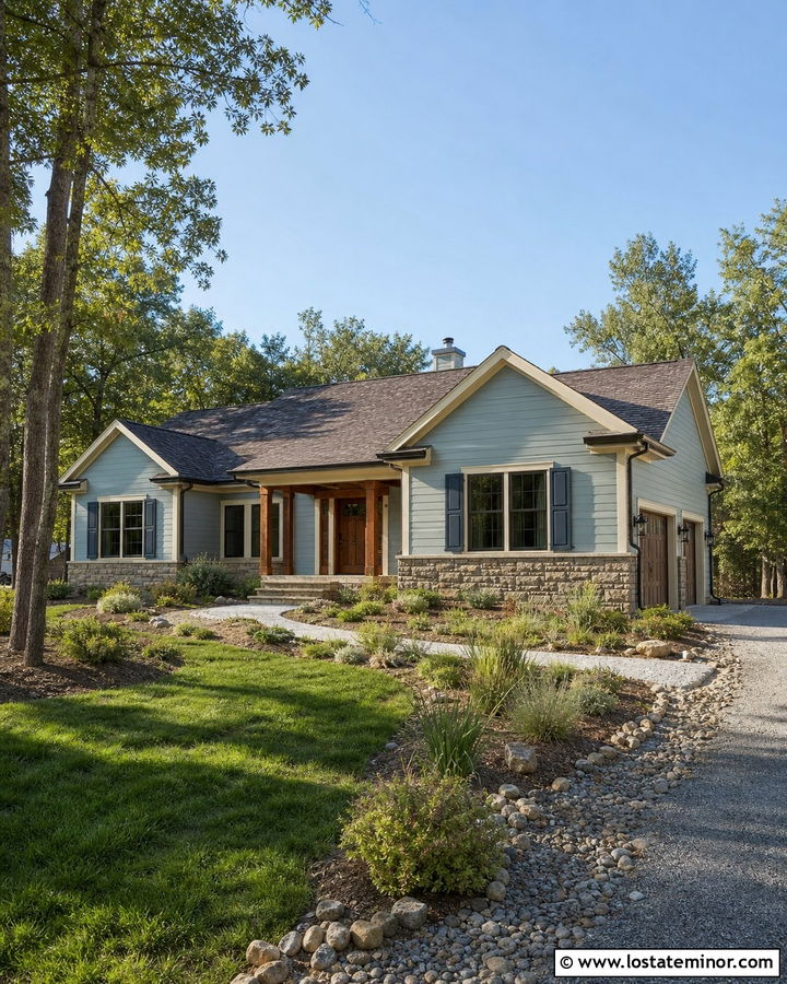 Dusty Blue House With Brown Shingle Roof - 30 Dusty Blue House Design With Roof Ideas