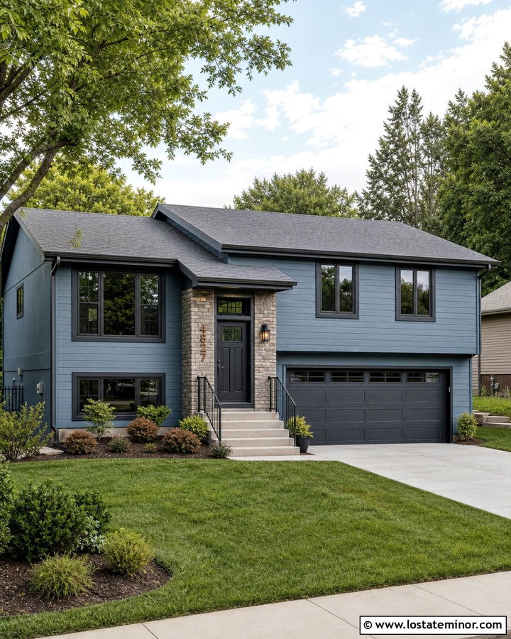 Dusty Blue House With Charcoal Gray Trim - 30 Dusty Blue House Design With Trim Ideas