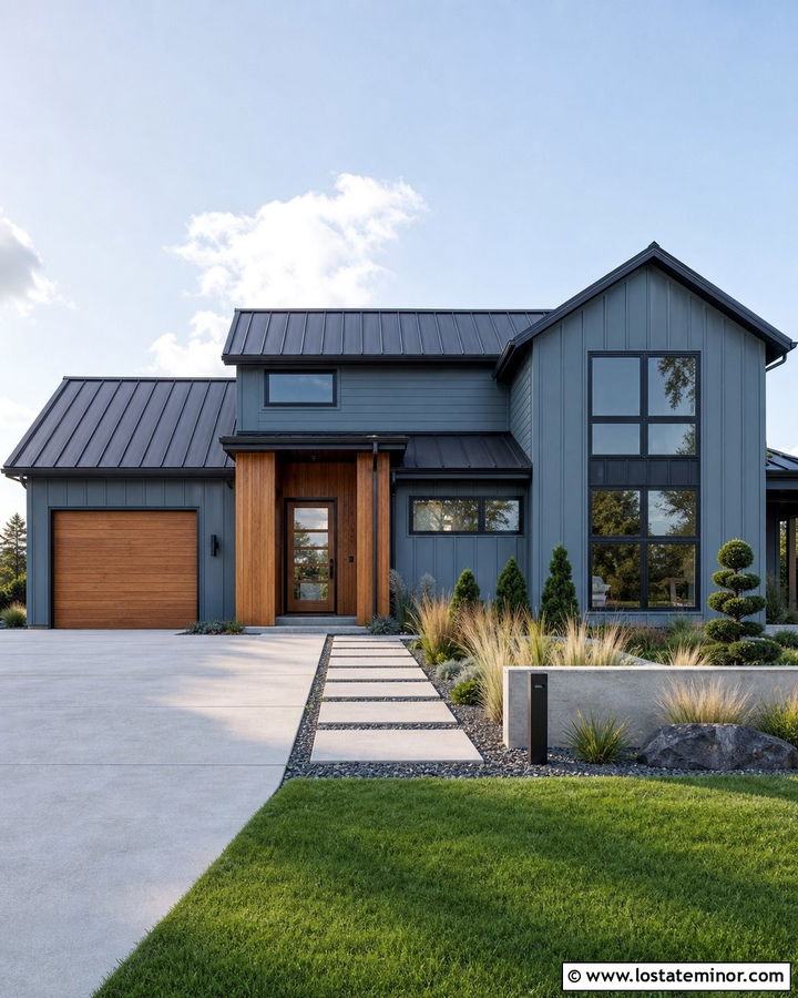Dusty Blue House With Charcoal Metal Roof - 30 Dusty Blue House Design With Roof Ideas