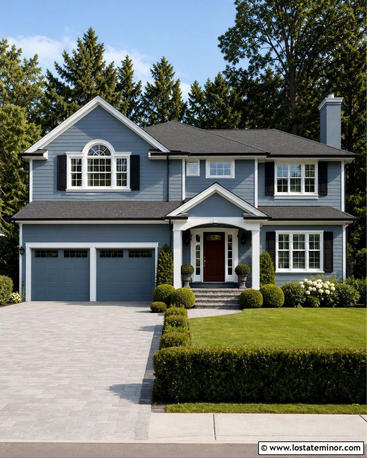 Dusty Blue House With Charcoal Roof Shingles - 30 Dusty Blue House Design With Shingles Ideas