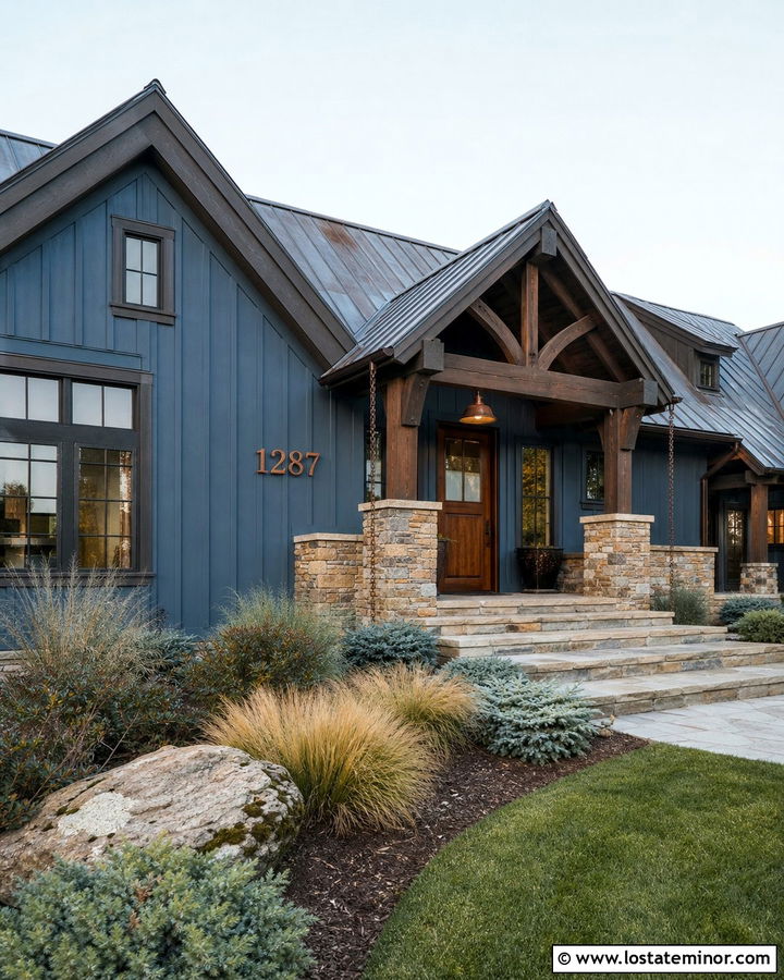 Dusty Blue House With Copper House Numbers - 30 Dusty Blue House Design With House Numbers Ideas