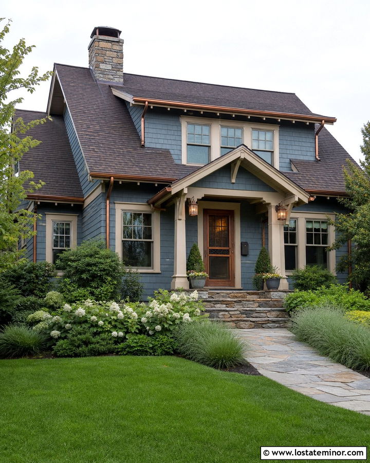 Dusty Blue House With Copper Screen Door - 30 Dusty Blue House Design With Screen Door Ideas