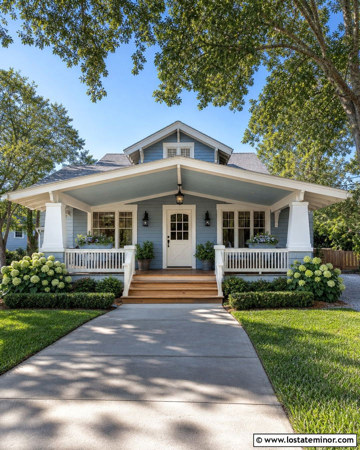 Dusty Blue House With Covered Front Porch - 30 Dusty Blue House Design With Dutch Door Ideas