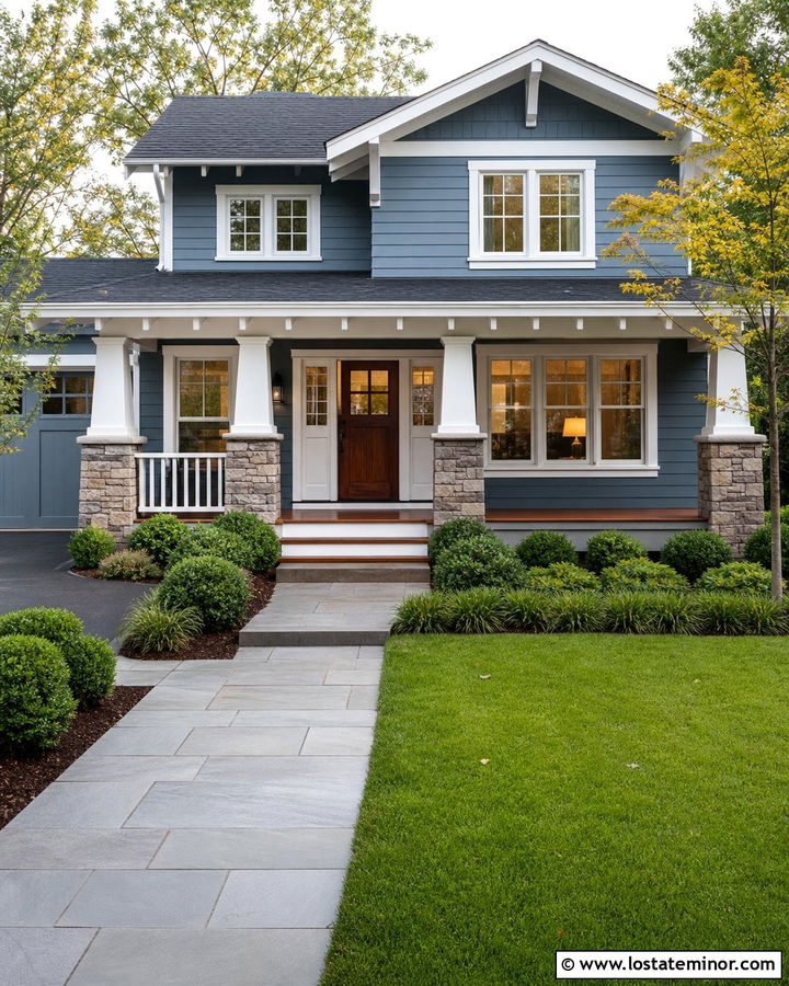 Dusty Blue House With Craftsman Dutch Door - 30 Dusty Blue House Design With Dutch Door Ideas