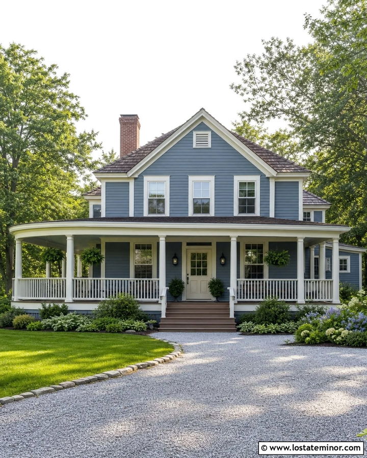 Dusty Blue House With Cream Front Door - 30 Dusty Blue House Design With Front Door Ideas