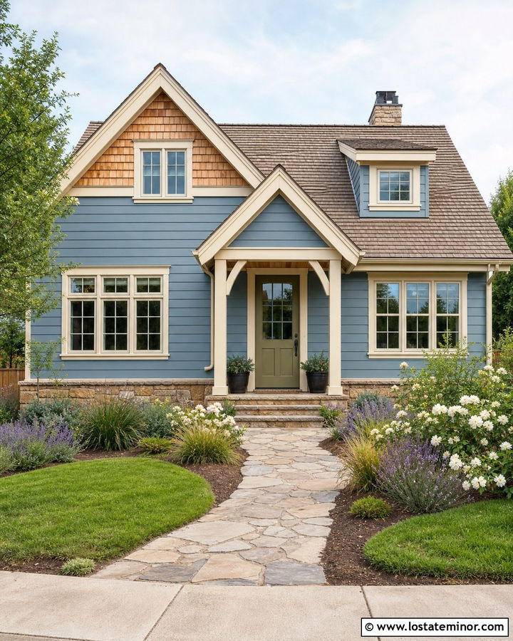 Dusty Blue House With Cream Trim - 30 Dusty Blue House Design With Trim Ideas