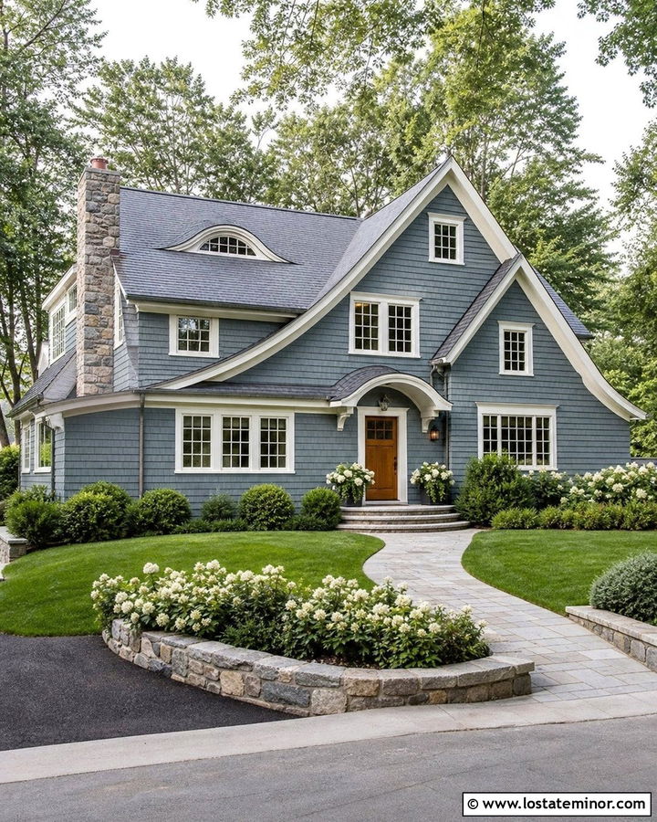 Dusty Blue House With Eyebrow Dormers - 30 Dusty Blue House Design With Dormers Ideas