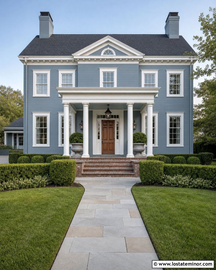 Dusty Blue House With Gray Blue Porch Ceiling - 30 Dusty Blue House Design With Porch Ceiling Ideas