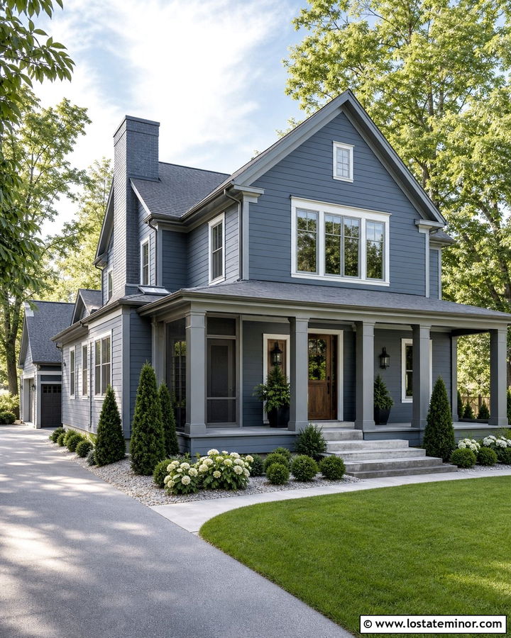Dusty Blue House With Gray Screen Door - 30 Dusty Blue House Design With Screen Door Ideas