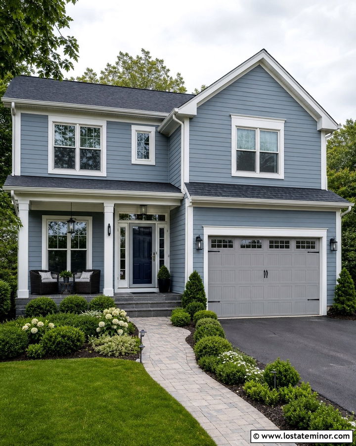 Dusty Blue House With Gray Storm Door - 30 Dusty Blue House Design With Storm Door Ideas
