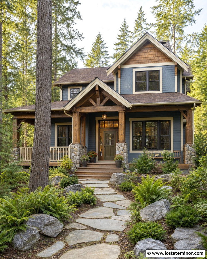 Dusty Blue House With Green Front Door And Storm Door - 30 Dusty Blue House Design With Storm Door Ideas