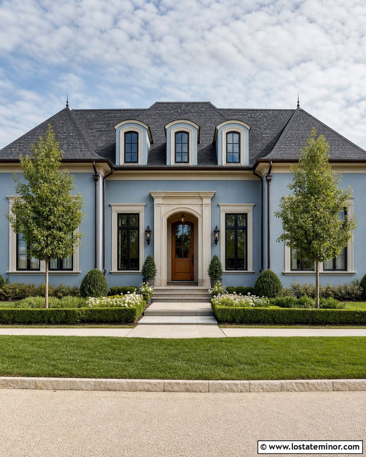 Dusty Blue House With Hipped Dormers - 30 Dusty Blue House Design With Dormers Ideas