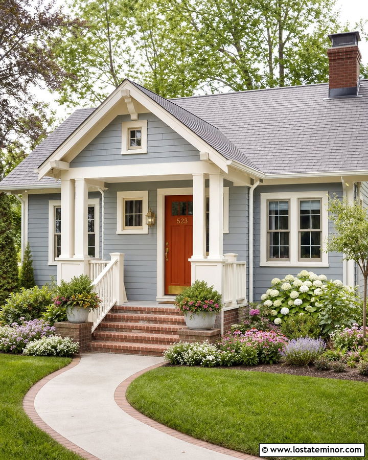 Dusty Blue House With House Numbers On The Door - 30 Dusty Blue House Design With House Numbers Ideas