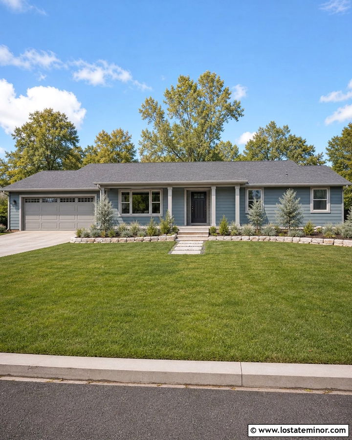 Dusty Blue House With Light Gray Trim - 30 Dusty Blue House Design With Trim Ideas