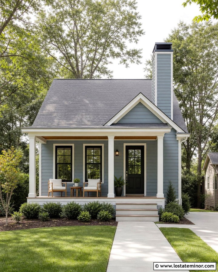 Dusty Blue House With Matching Blue Chimney - 30 Dusty Blue House Design With Chimney Ideas
