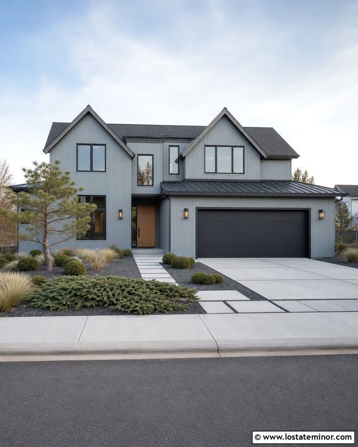 Dusty Blue House With Minimal Landscaping - 30 Dusty Blue House Design With Landscaping Ideas