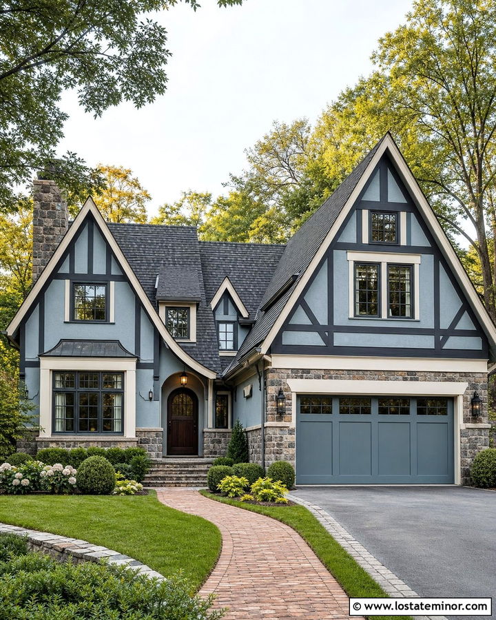 Dusty Blue House With Mixed Gray Roof - 30 Dusty Blue House Design With Roof Ideas