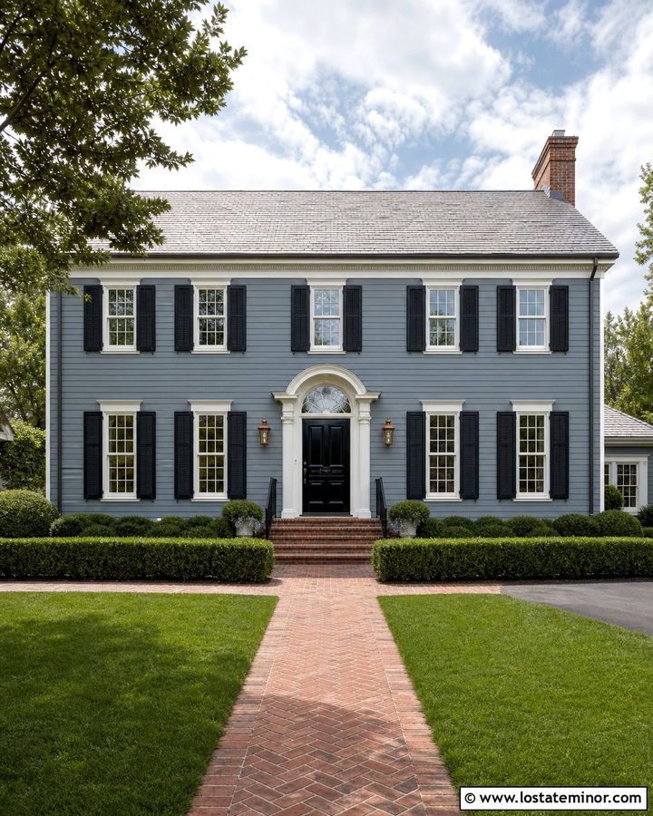 Dusty Blue House With Natural Slate Roof - 30 Dusty Blue House Design With Roof Ideas