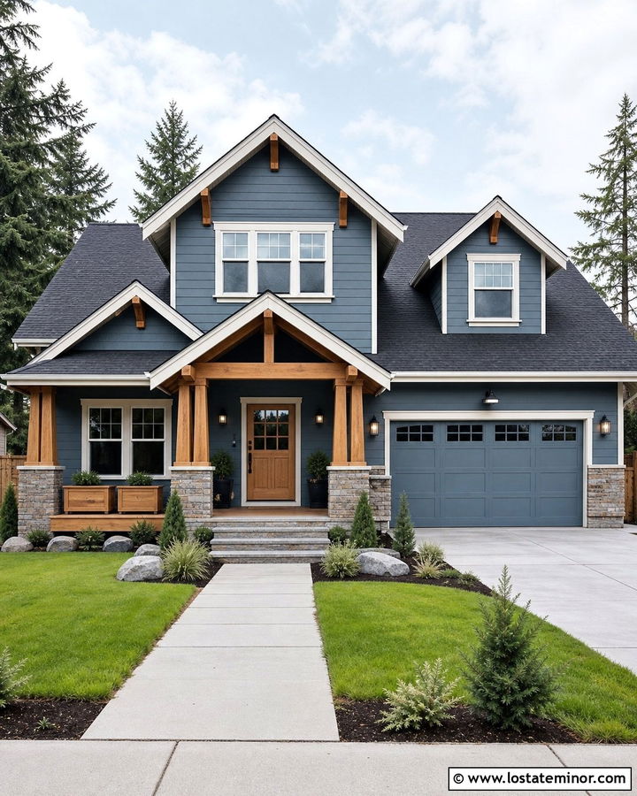 Dusty Blue House With Natural Wood Dutch Door - 30 Dusty Blue House Design With Dutch Door Ideas