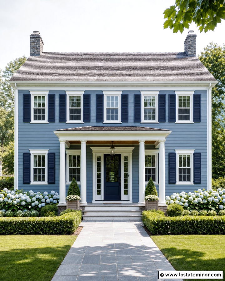 Dusty Blue House With Navy Screen Door - 30 Dusty Blue House Design With Screen Door Ideas
