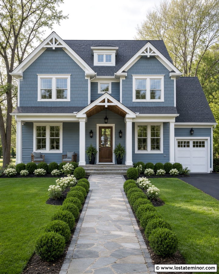 Dusty Blue House With Painted Cedar Shake - 30 Dusty Blue House Design With Cedar Shake Ideas
