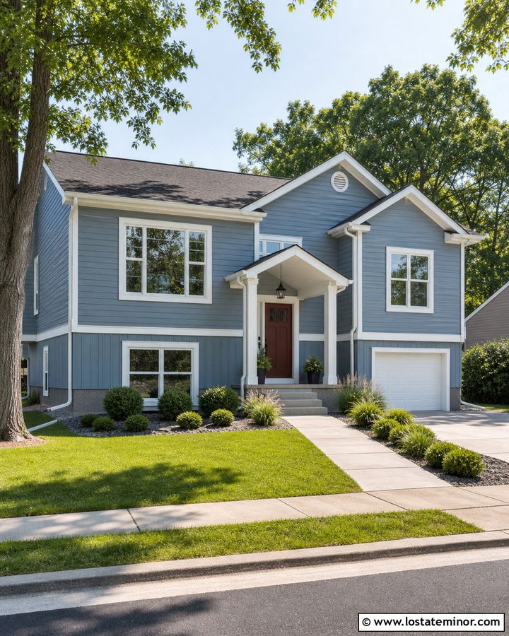 Dusty Blue House With Pale Gray Porch Ceiling - 30 Dusty Blue House Design With Porch Ceiling Ideas