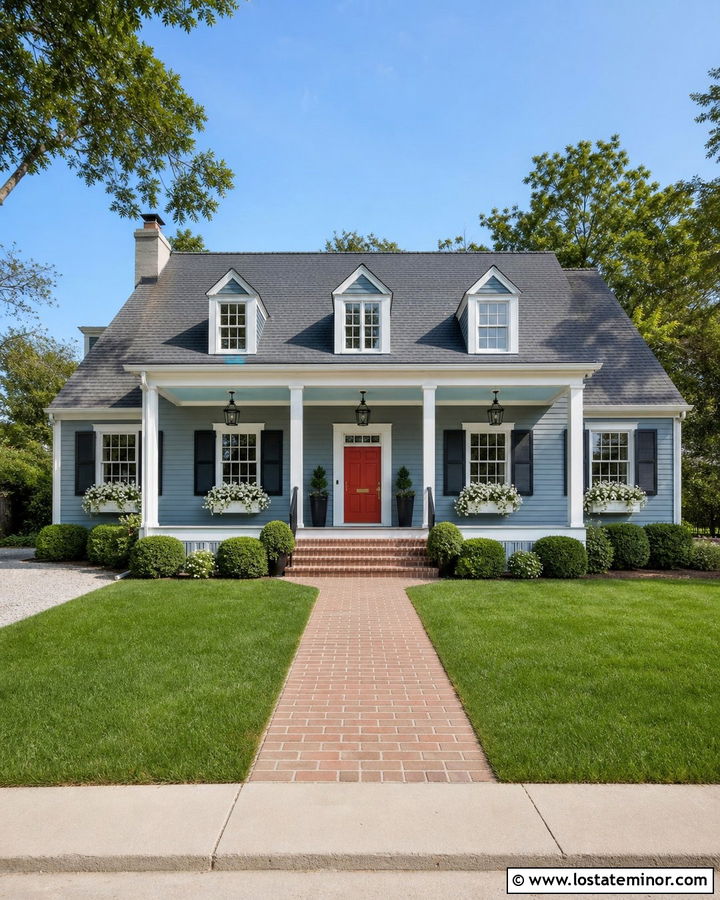 Dusty Blue House With Powder Blue Porch Ceiling - 30 Dusty Blue House Design With Porch Ceiling Ideas