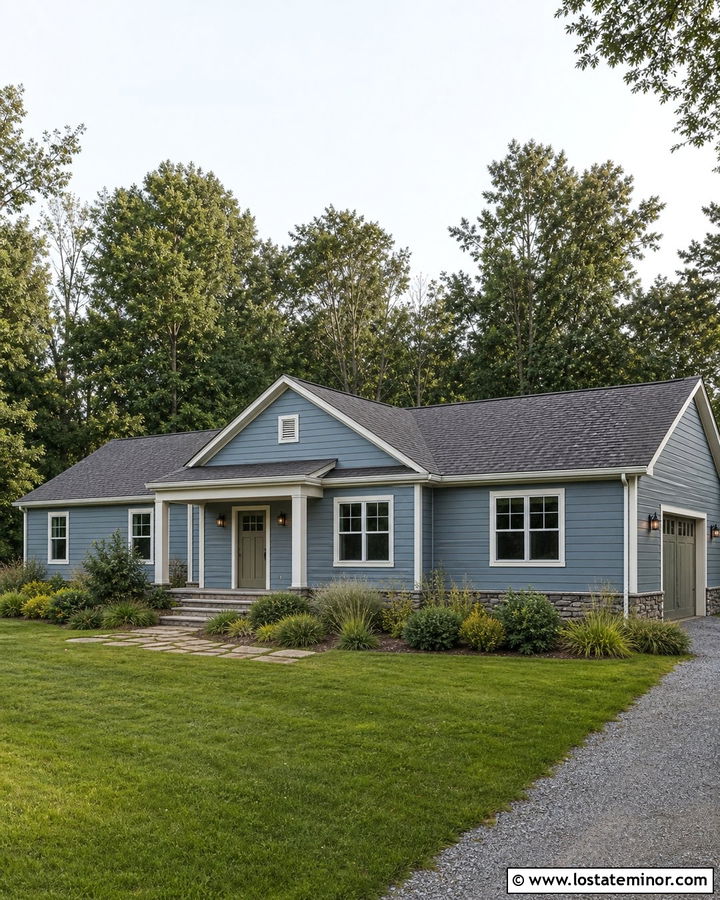 Dusty Blue House With Sage Green Front Door - 30 Dusty Blue House Design With Front Door Ideas