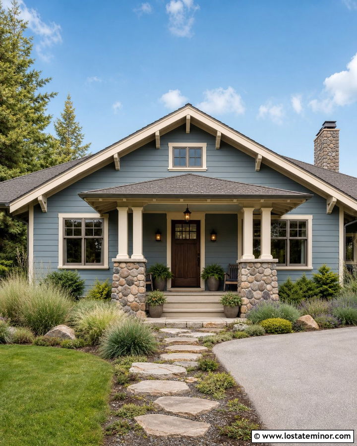 Dusty Blue House With Sage Porch Ceiling - 30 Dusty Blue House Design With Porch Ceiling Ideas