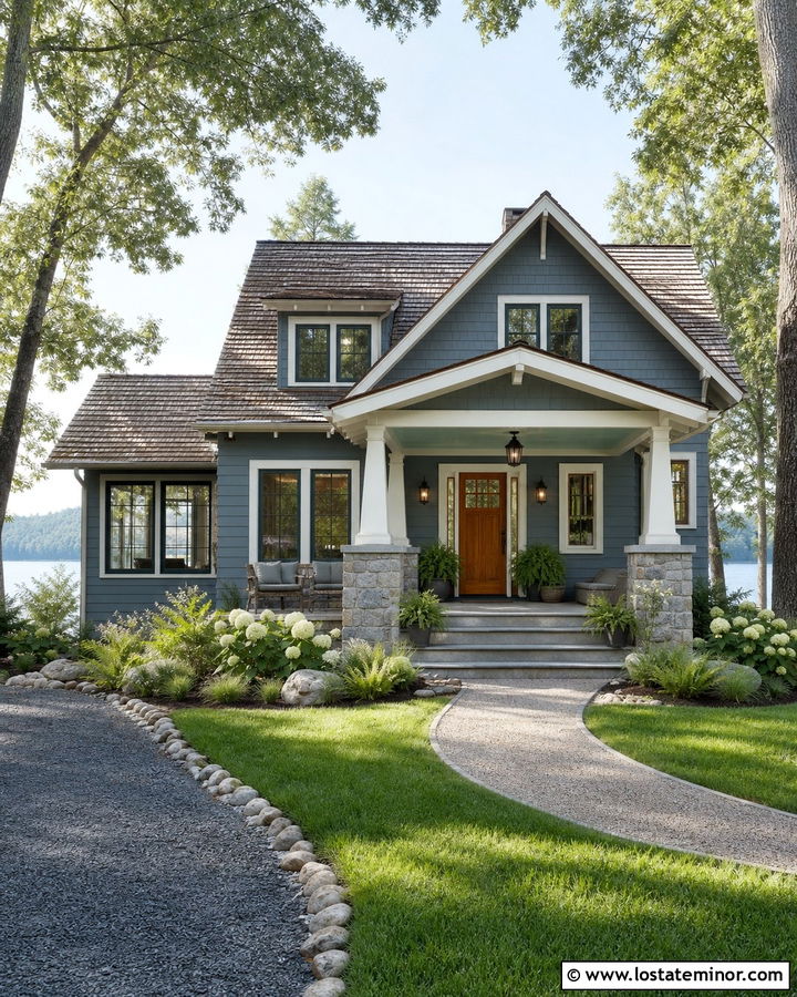 Dusty Blue House With Sea Salt Porch Ceiling - 30 Dusty Blue House Design With Porch Ceiling Ideas