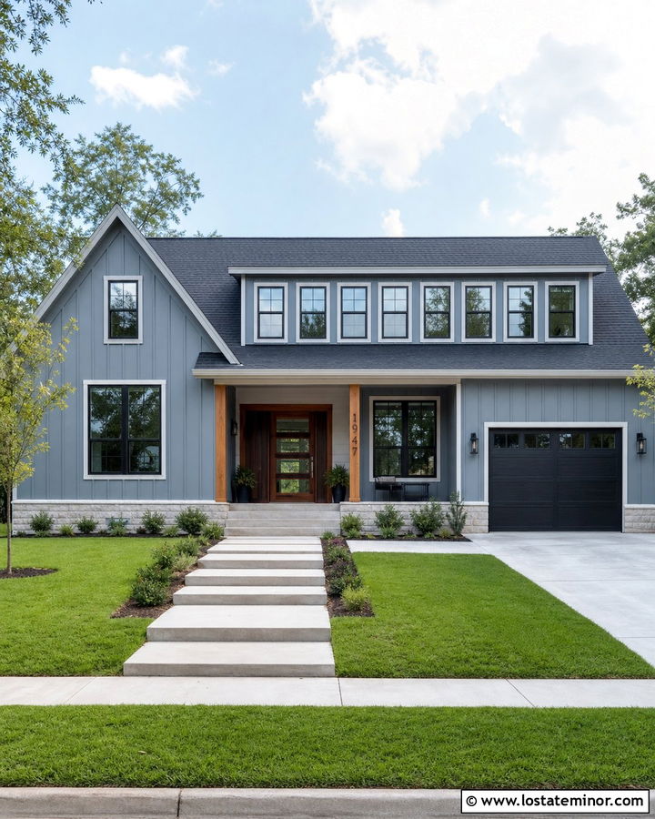 Dusty Blue House With Shed Dormer Windows - 30 Dusty Blue House Design With Dormers Ideas