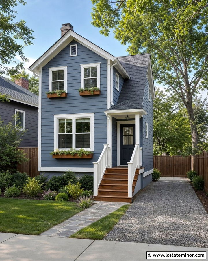 Dusty Blue House With Side Entry Steps - 30 Dusty Blue House Design With Steps Ideas