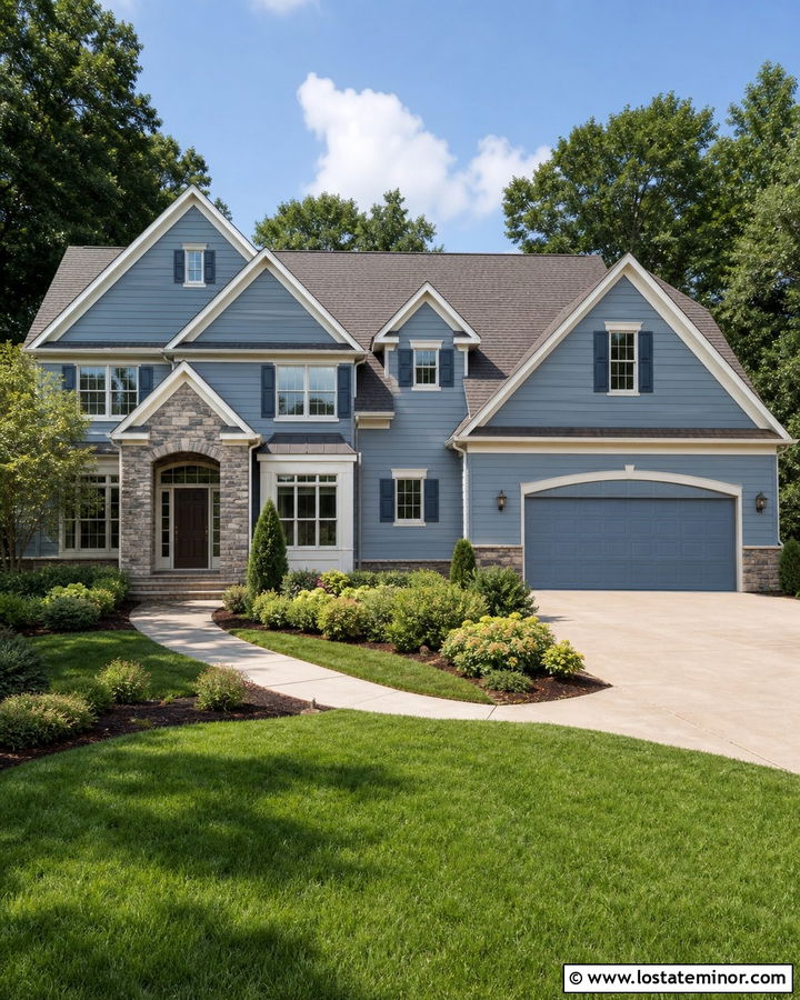 Dusty Blue House With Taupe Shingle Roof - 30 Dusty Blue House Design With Roof Ideas