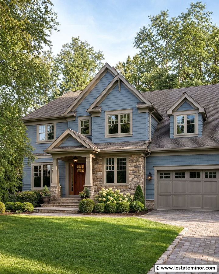 Dusty Blue House With Taupe Trim - 30 Dusty Blue House Design With Trim Ideas