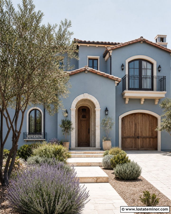Dusty Blue House With Terracotta Tile Roof - 30 Dusty Blue House Design With Roof Ideas
