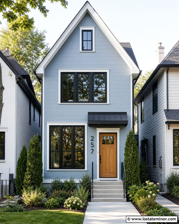 Dusty Blue House With Vertical House Numbers - 30 Dusty Blue House Design With House Numbers Ideas