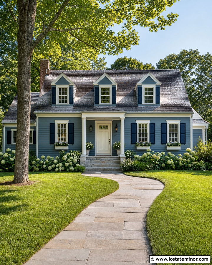 Dusty Blue House With White Front Door - 30 Dusty Blue House Design With Front Door Ideas