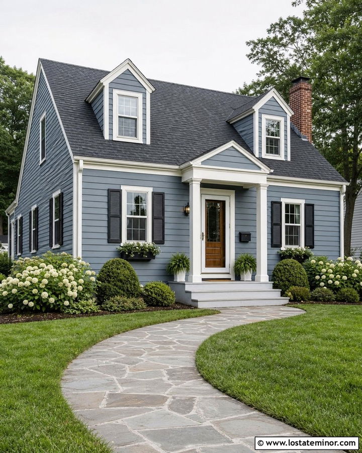 Dusty Blue House With White Storm Door - 30 Dusty Blue House Design With Storm Door Ideas