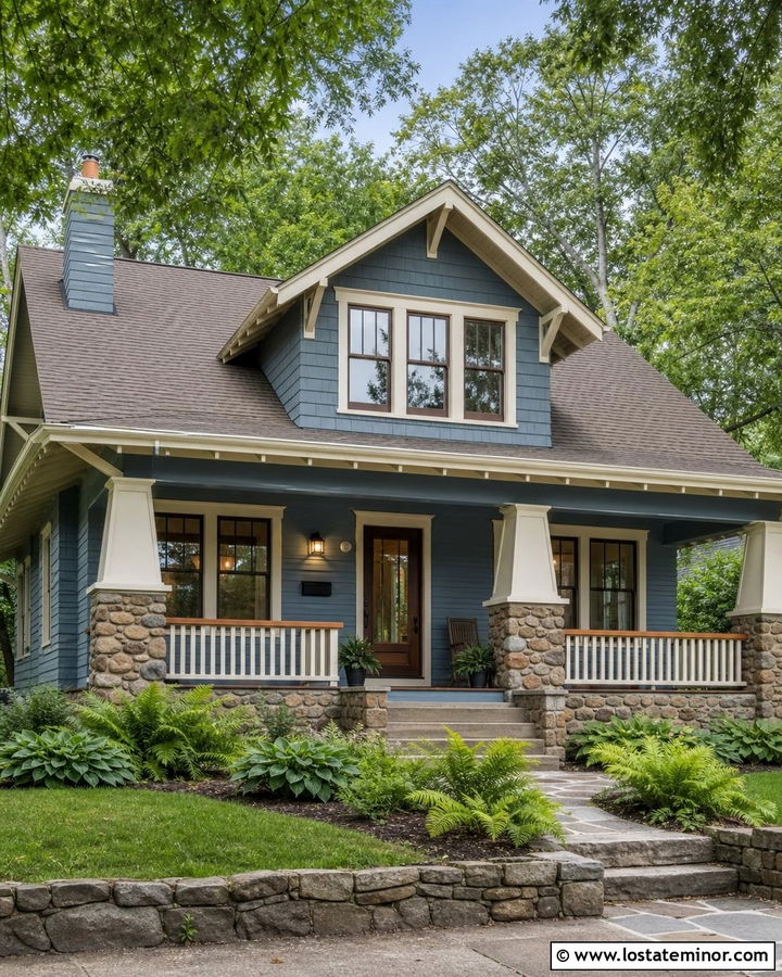 Dusty Blue House With Wood Front Door And Storm Door - 30 Dusty Blue House Design With Storm Door Ideas