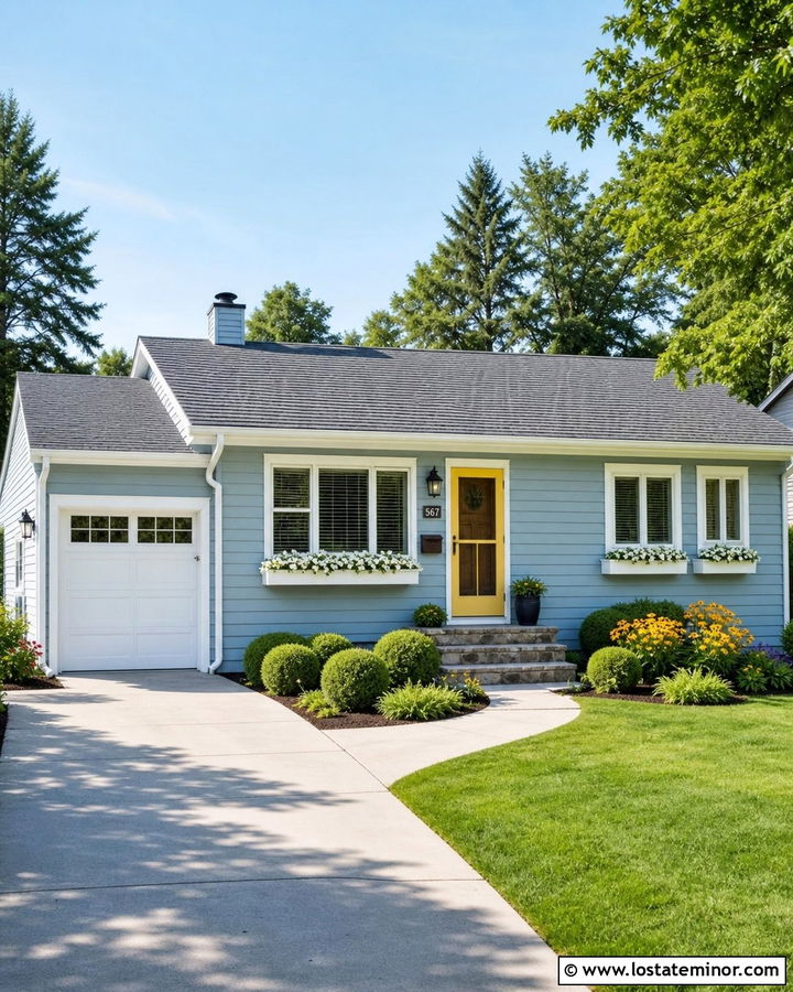 Dusty Blue House With Yellow Screen Door - 30 Dusty Blue House Design With Screen Door Ideas