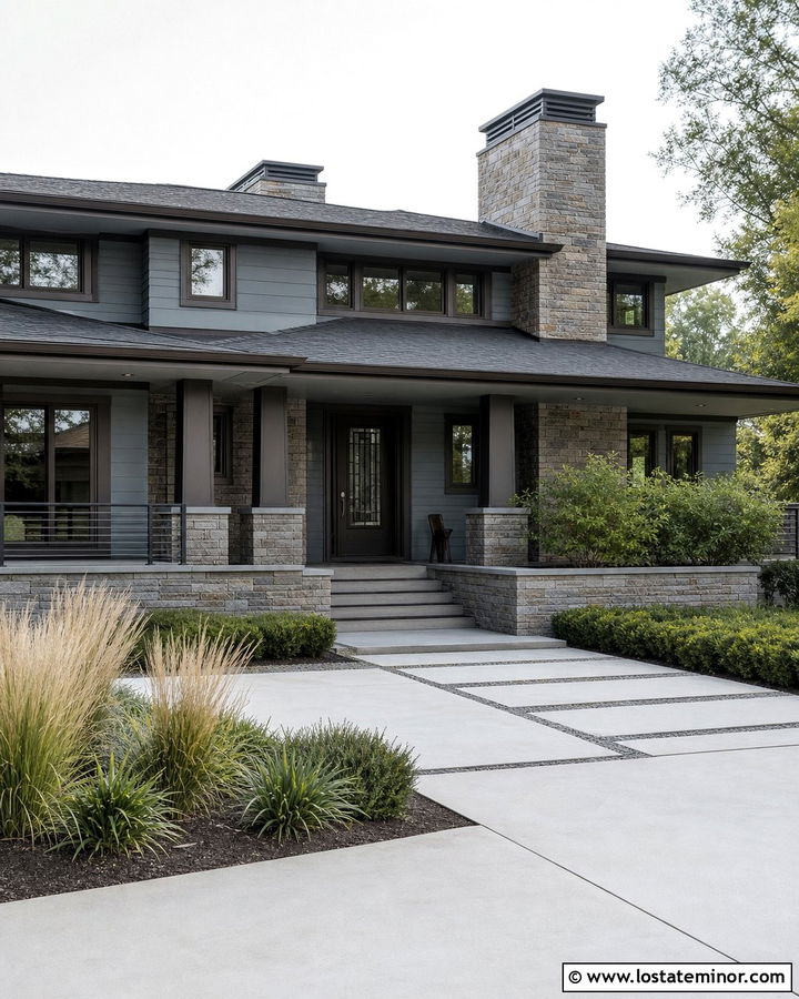 Dusty Blue Prairie House With Bronze Door - 30 Dusty Blue House Design With Entry Door Ideas