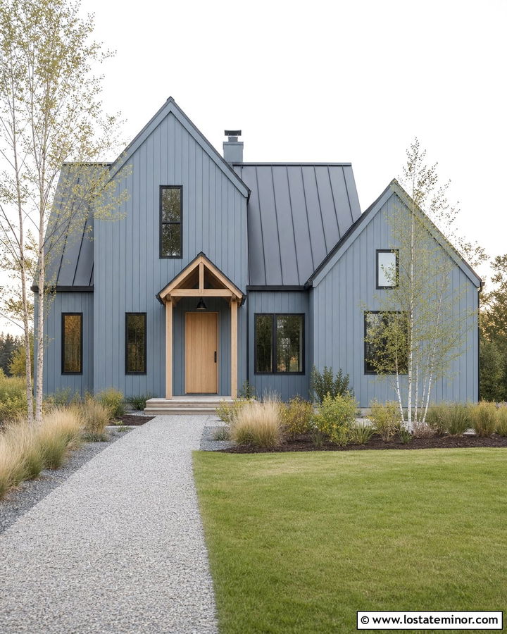 Dusty Blue Scandinavian House With Steep Gables - 30 Dusty Blue House Design With Gables Ideas