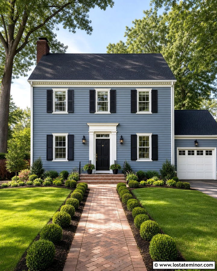 Dusty Blue Siding With Black Shutters - 30 Dusty Blue House Design With Siding Ideas