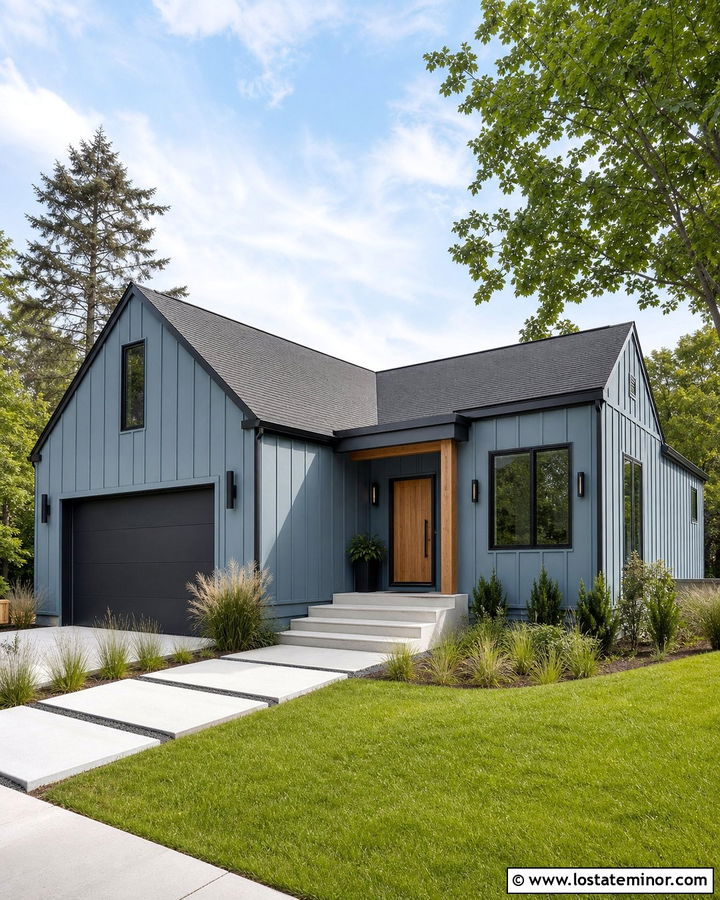 Dusty Blue Siding With Black Trim - 30 Dusty Blue House Design With Siding Ideas