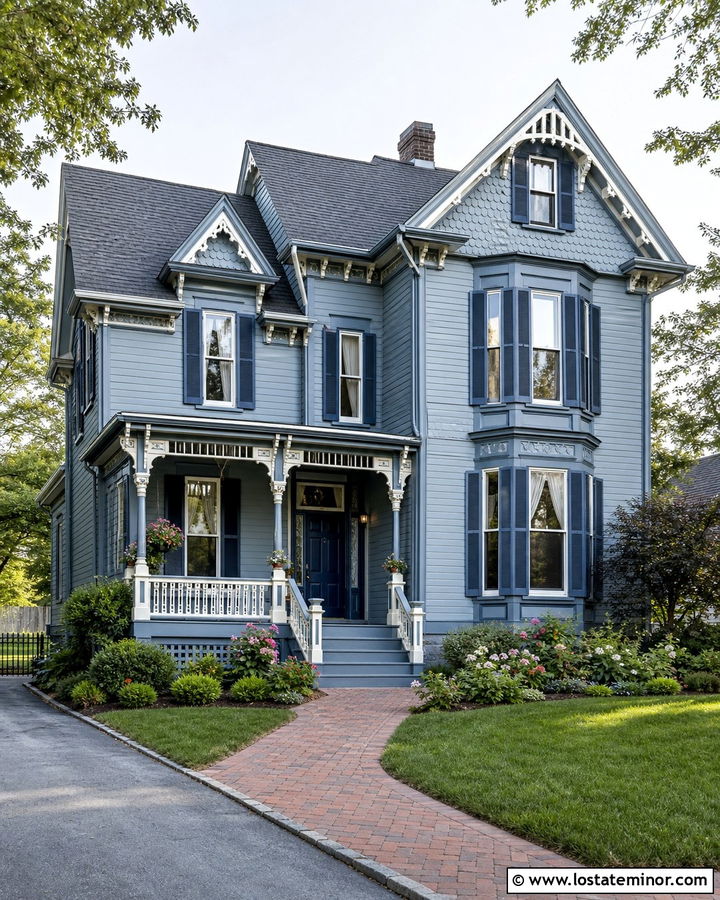 Dusty Blue Siding With Blue Trim - 30 Dusty Blue House Design With Siding Ideas