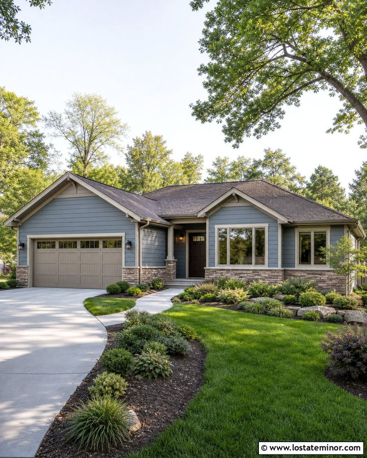 Dusty Blue Siding With Greige Trim - 30 Dusty Blue House Design With Siding Ideas