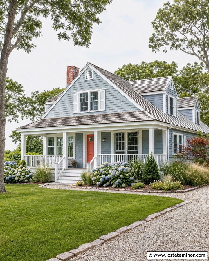 Dusty Blue Siding With White Shutters - 30 Dusty Blue House Design With Siding Ideas