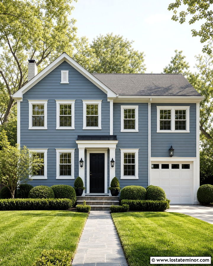 Dusty Blue Siding With White Trim - 30 Dusty Blue House Design With Siding Ideas
