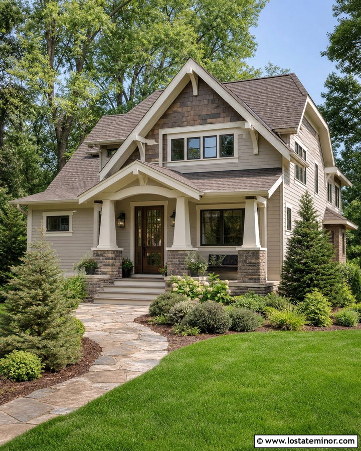 Edgecomb Gray House With Bronze Storm Door - 30 Greige House Design With Storm Door Ideas